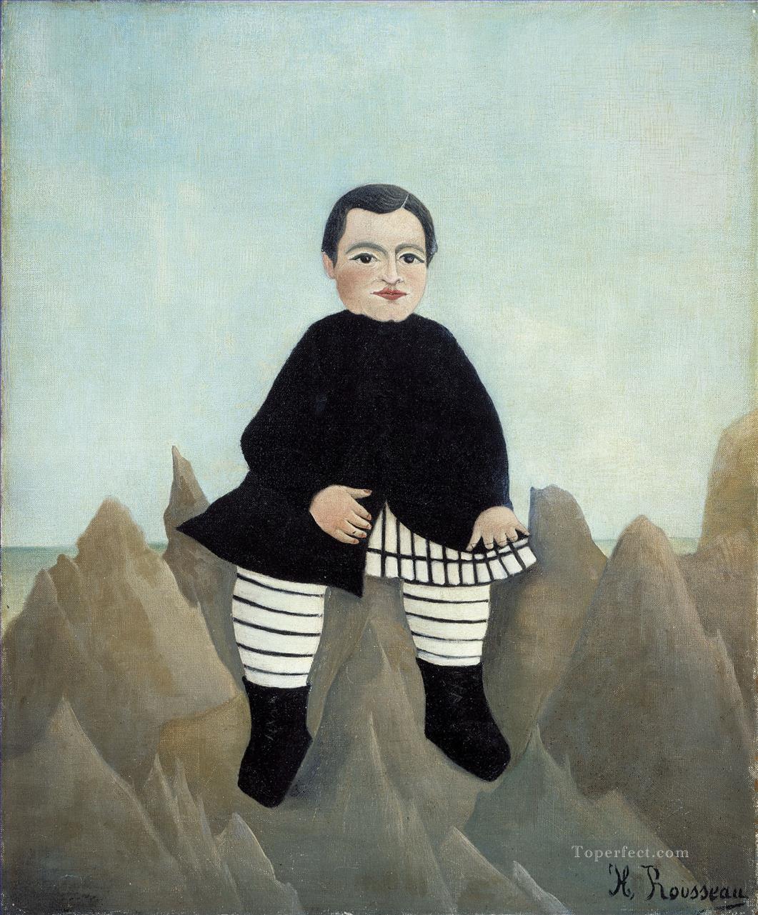 Boy on the Rocks enfant aux rochers Henri Rousseau Post Impressionism Naive Primitivism Oil Paintings